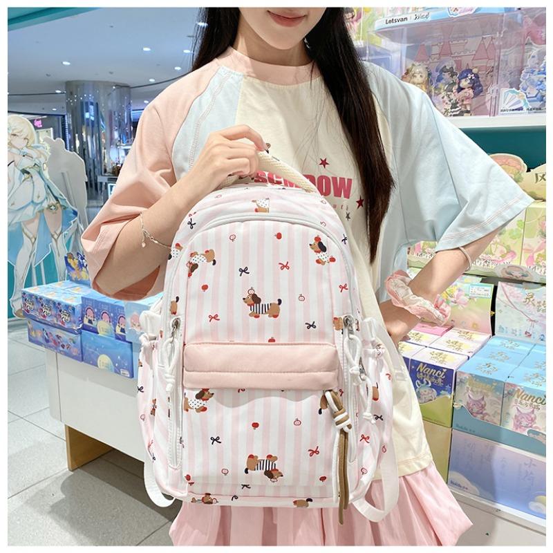 New high-value, fresh, sweet and cute puppy backpack, lightweight spring outing backpack for junior high school students