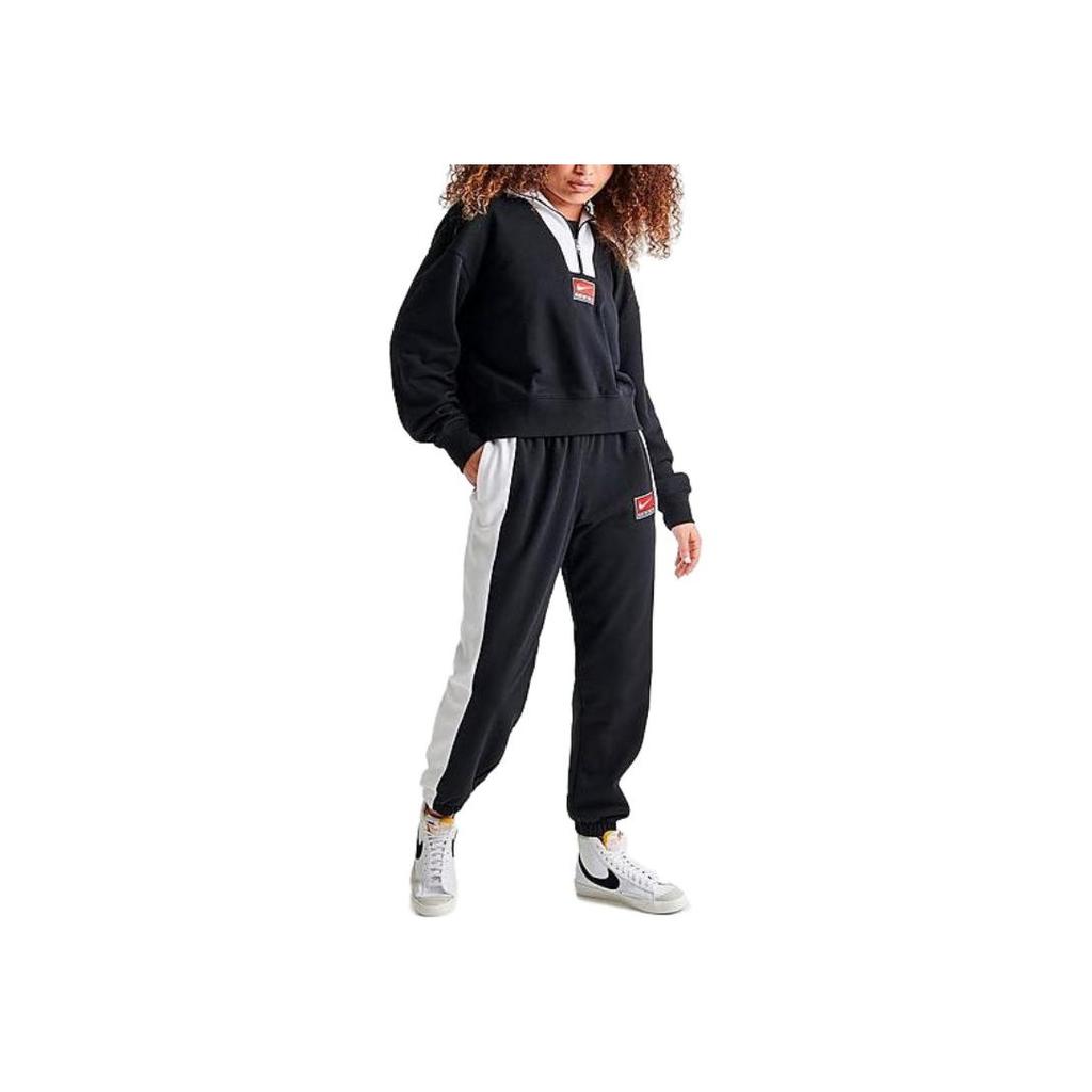 Nike Sportswear Team Logo Spliced Contrast Cuff Loose Joggers Women Bottoms Black DQ6603-010
