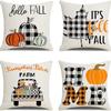 Nordic Fashion Square Linen Pillowcase Thanksgiving Design Autumn Harvest Cartoon Pumpkin Print Cushion Pillowcase
