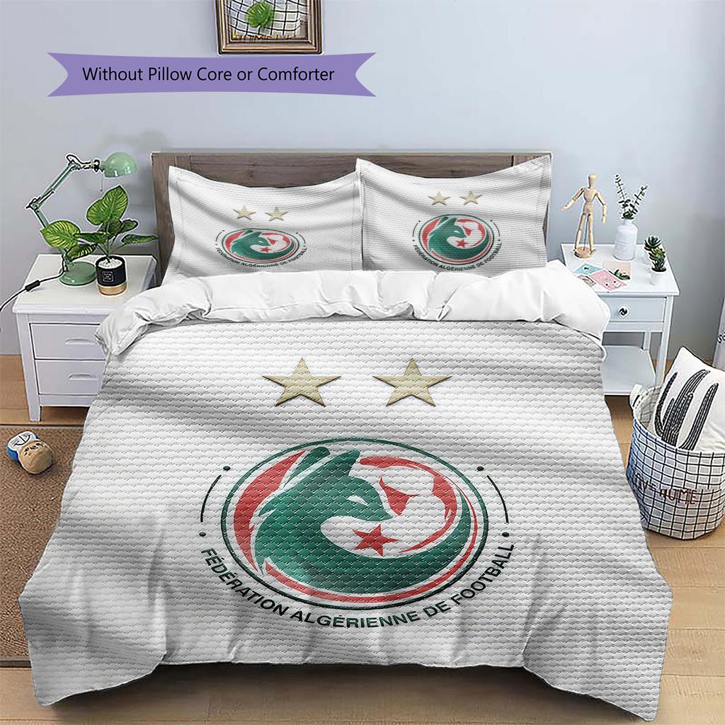 Algeria National Football Pattern Bedding,Quilt Set Quilt Cover Pillowcase Home Birthday Gift(1 * duvet cover + 2 * pillowcase, without core)