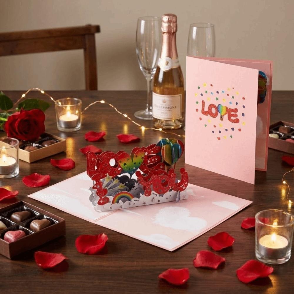 Romantic 3D Heart Tree Greeting Card Paper Sculpture Blessing Pop-Up Valentine's Day Cards with Envelope Elegant