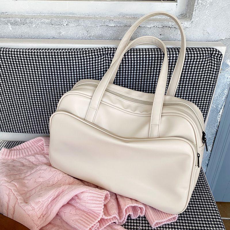 

Short Business Trip Travel Sling Bag K-style Tote Bag Milky White
