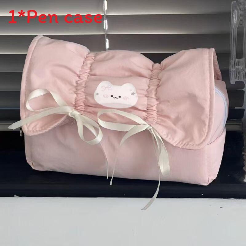 

Girls Large Capacity Butterfly Cat Pen Case With Polyester Storage Bag For School Supplies рожевий