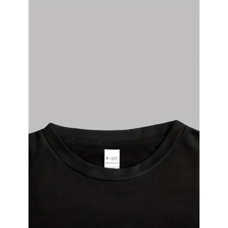 European sizes Creative Yellow Sunflower Print Boys T-Shirt, Casual Short Sleeve Comfortable Summer Outdoor Top, Outdoor Sports Essential