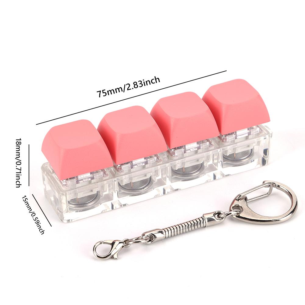 4 Keys Keyboard Fidget Toy Keychain Decompression Toys with LED Light Keyboard Clicker Toy DIY Button Stress Relief for Adult