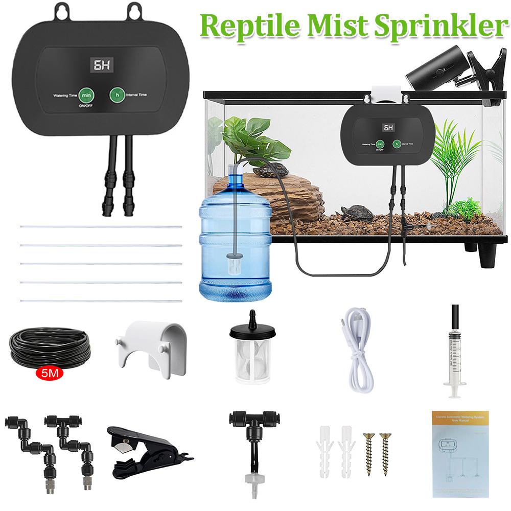 Automatic Reptile Humidifiers with Timer & 360°Adjustable Nozzles Auto Controller Spray Kit System for Terrariums Amphibian
