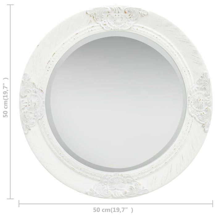 VidaXL Miroir mural style baroque 50 cm Blanc 320344