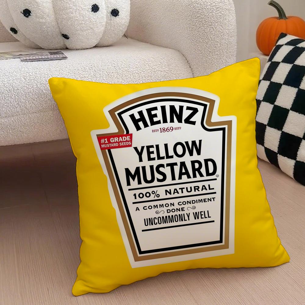 Funny Ketchup Label Cushion Cover Throw Pillow Cover Hidden Button Durable Polyester Chair Cushion