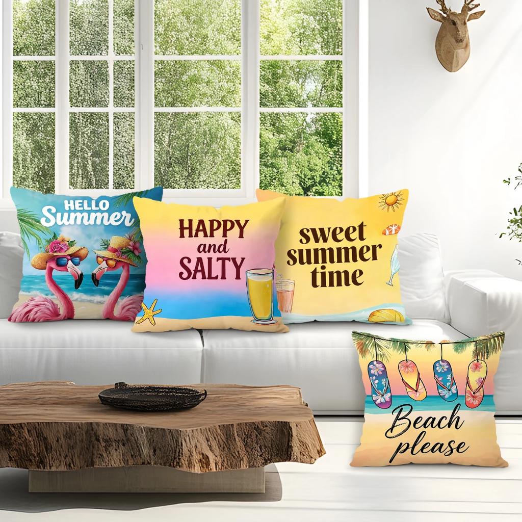 4pcs/set Summer Decoration Cushions Pillowcase Polyester Cushion Cover Throw Pillow Pillowcover Home Car Sofa Decor
