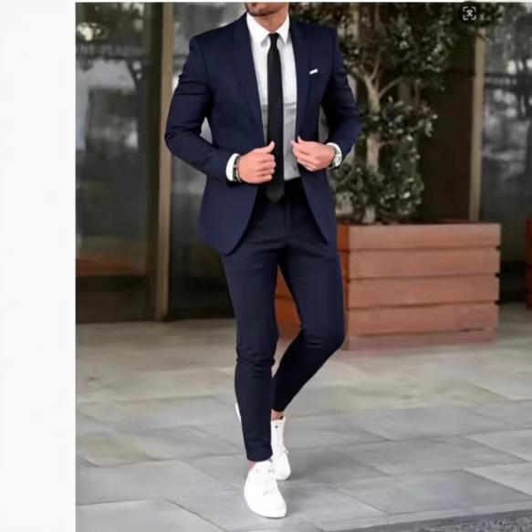 2026 Men's European & American Business Casual Slim Fit Wedding Suit Set