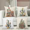 Cactus Floral Patterned Throw Pillow for Home Decor Polyester Pillowcase, Sofa Decorative Cushion Cov Headboard Pillow