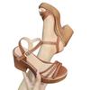 2025 new thick-soled one-word Roman sandals women's high-heeled waterproof table gold wedge-heeled open-toed women's shoes