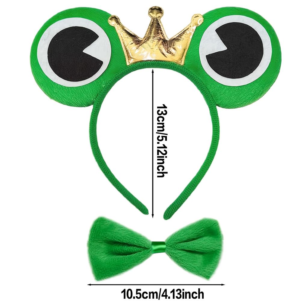 2-Piece Frog Dress Up Accessories Frog Hair Band Bow Tie Frog King Headdress Carnival Costume Party
