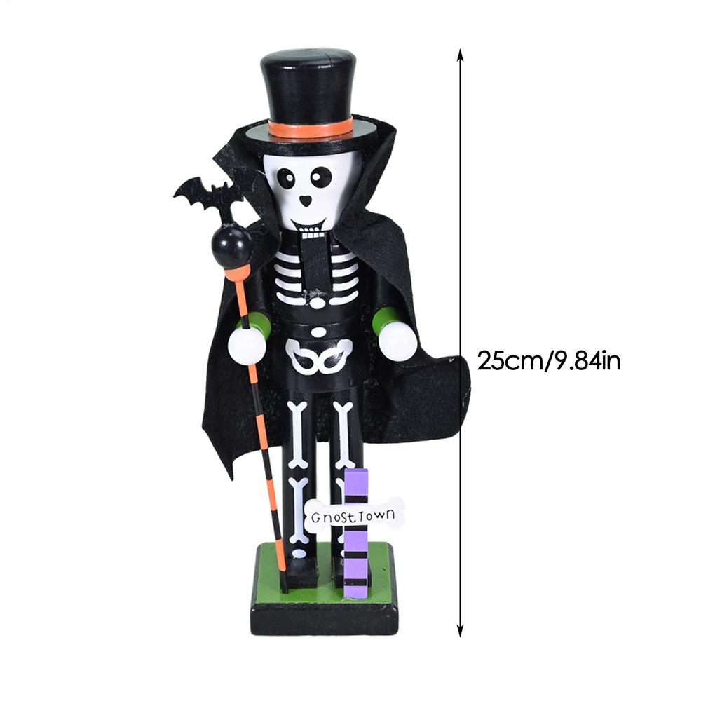 Halloween Nutcracker Wooden Nutcracker Figures Holiday Decor Halloween Figurine Goody Bag Fillers for Home Display Shelf Party