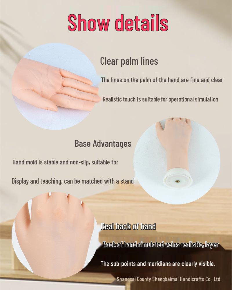 Beginner's Bendable Soft Fake Hand for Nail Art Display and Practice