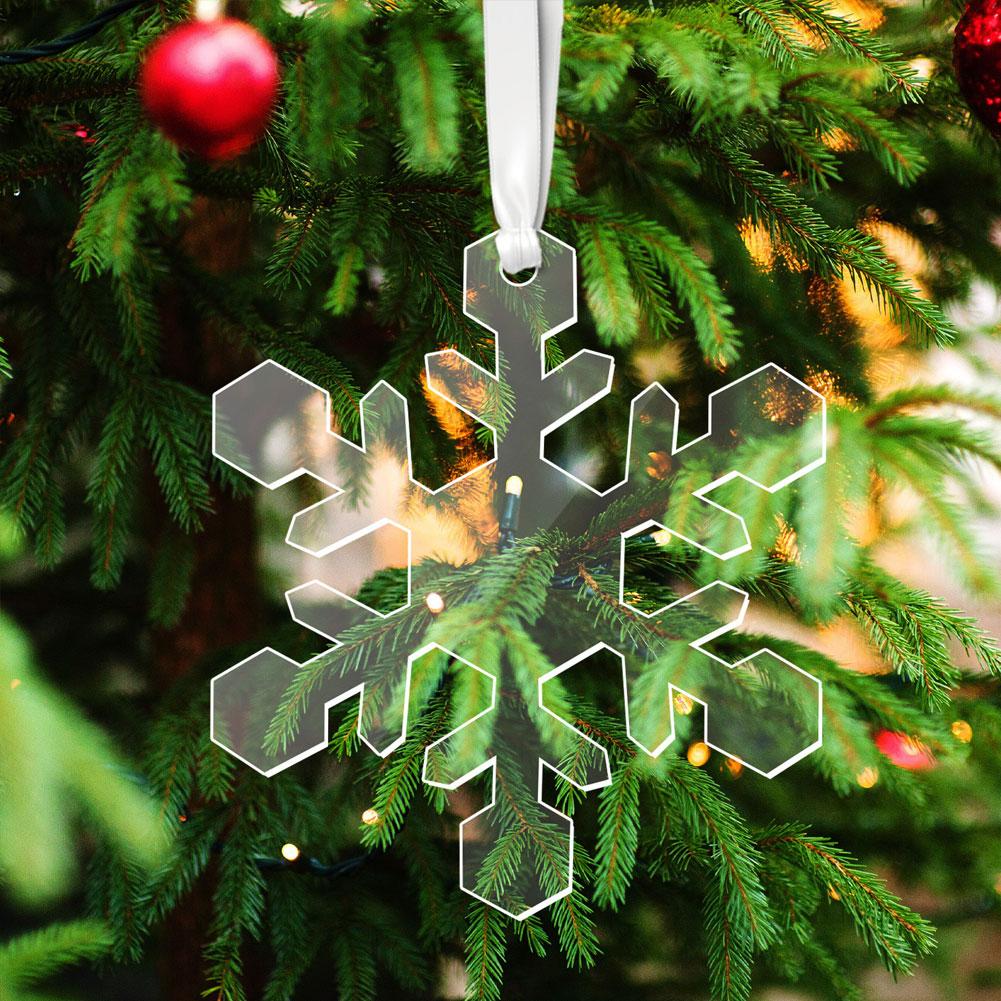 10PCS Transparent Acrylic Christmas Decoration Snowflake Drilled Holes Blank Acrylic DIY Painting Christmas Tree Pendant