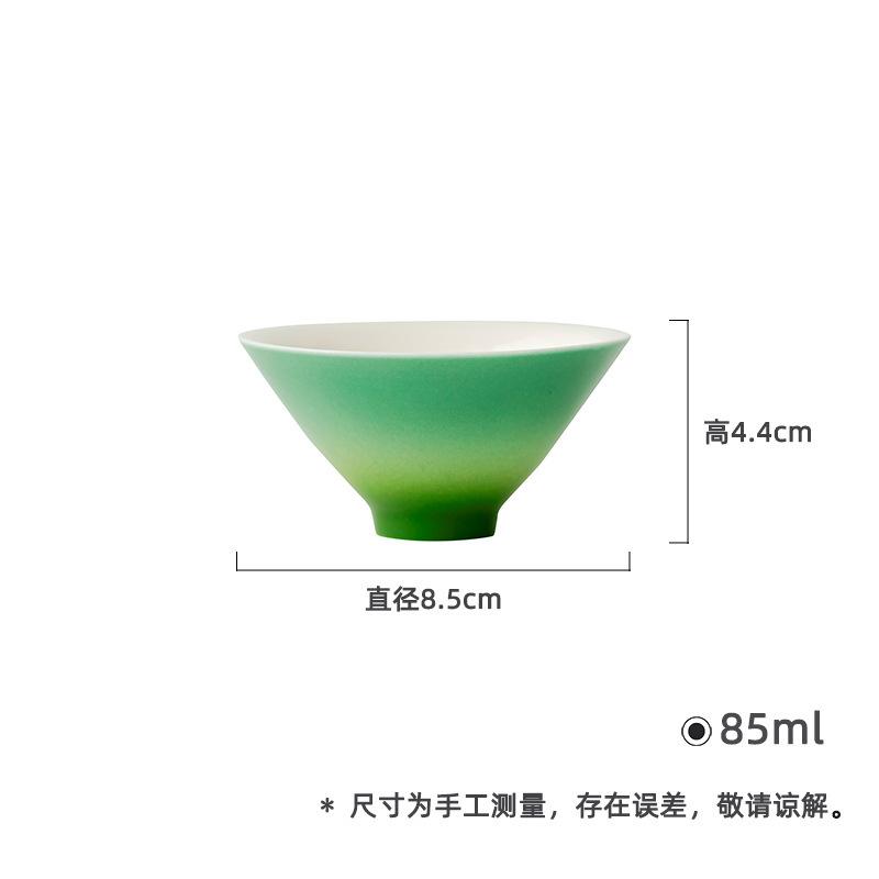 

2pc/lot Gradient Ramp Emerald Green Large Caliber Teacup Luxury Tea Bowl Jug Tea-tasting Meditation Cup Jianzhan Master Cup 85ml