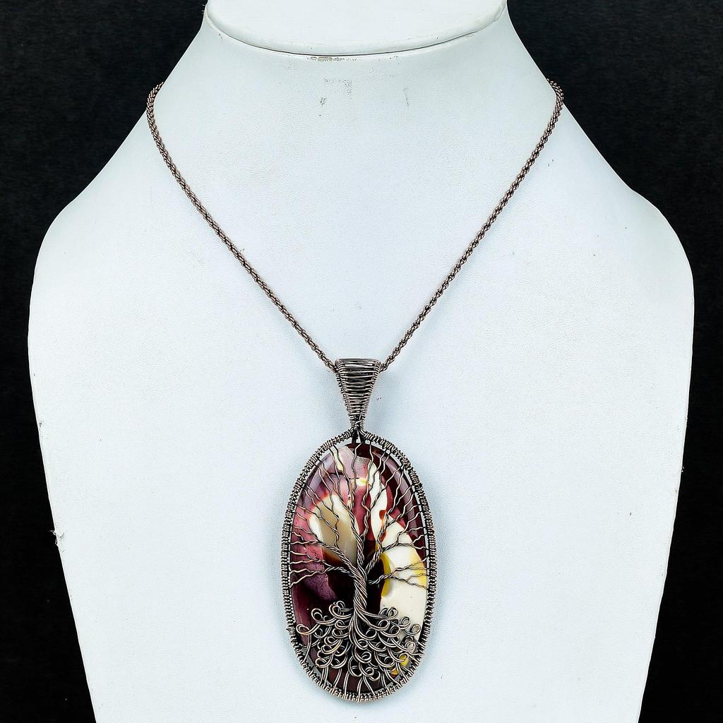 Tree Of Life Mookaite Pendant, Handmade Gemstone 999 Copper Wire Wrap Pendant Antique Jewelry, For Gift Copper Jewelry