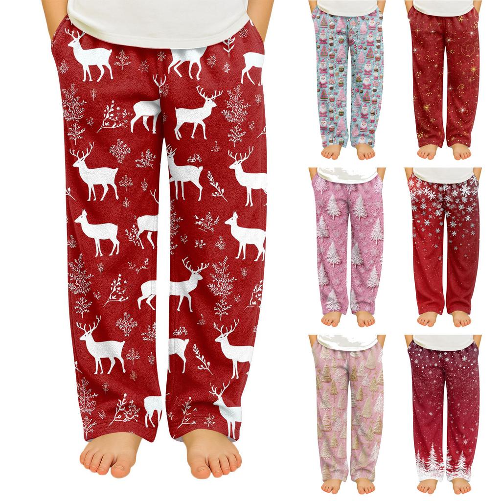 Children's Soft Comfortable Pyjama Bottoms Casual  Christmas Print Home Pants