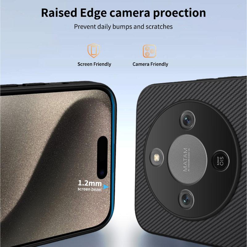 Luxuriöse schwarze Silikon-Matte Handyhülle für Honor X60 Pro X70 Kohlefaser-Rückseite für Honor X70 Magnetische weiche Bumper-Hülle