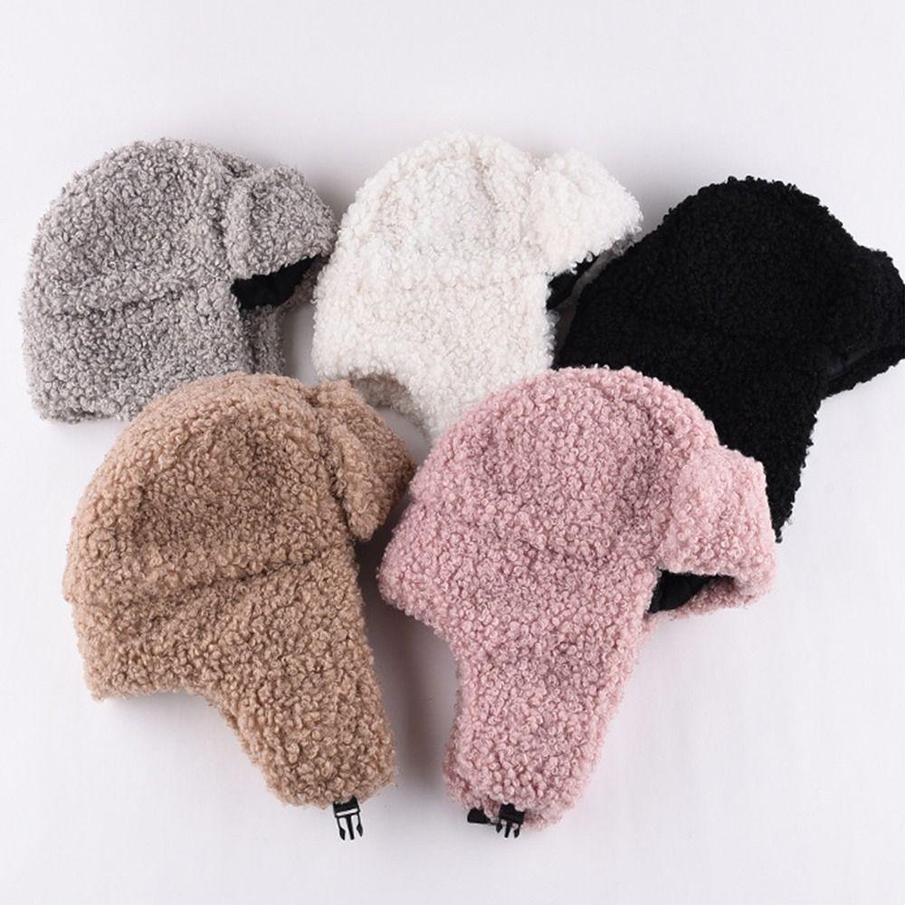 Thickened Plush Hat Winter Warm Ear Protection Cute Lei Feng Hat  for Outdoor Riding