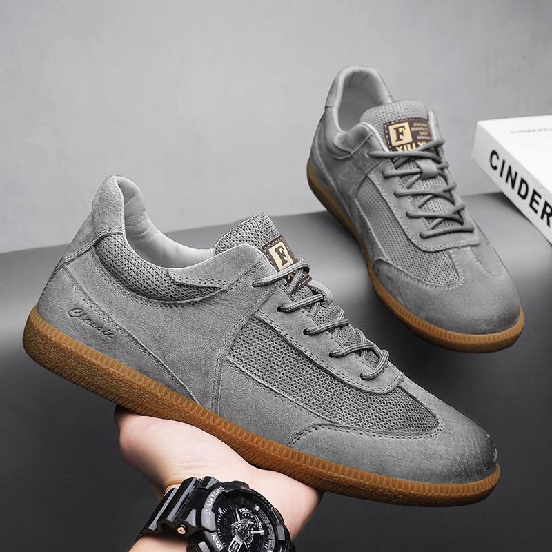 Spring Genuine Leather Men Shoes Outdoor Non-slip Walking Shoes Breathable Mesh Men's Casual Shoes Luxury Men Sneakers Size 47