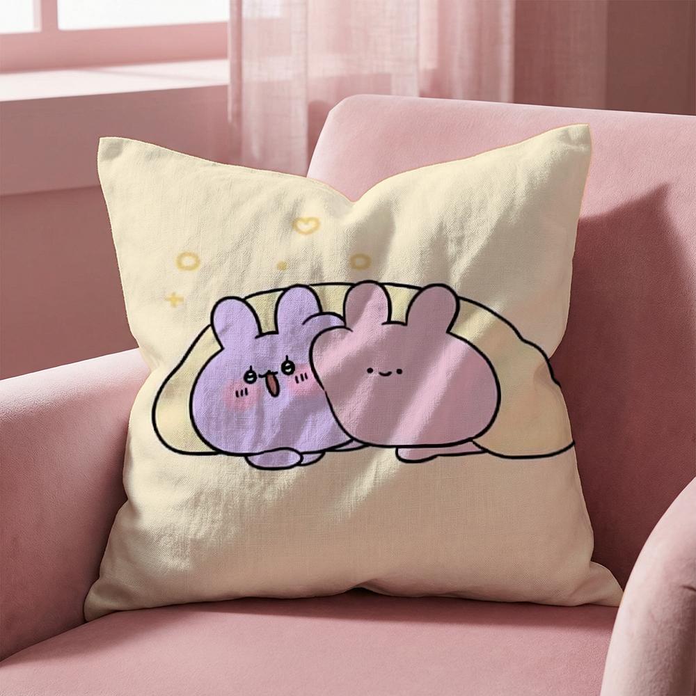 A-Asamimichan Cute Bunny Cushion Cover Multi-Scene Pillow Cover for Home & Car - Reversible, Soft & Durable for Daily Use