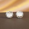 Sterling Silver Opal Stud Earrings 2025 Premium Simple Geometric Earrings Women'S Light Luxury Earrings