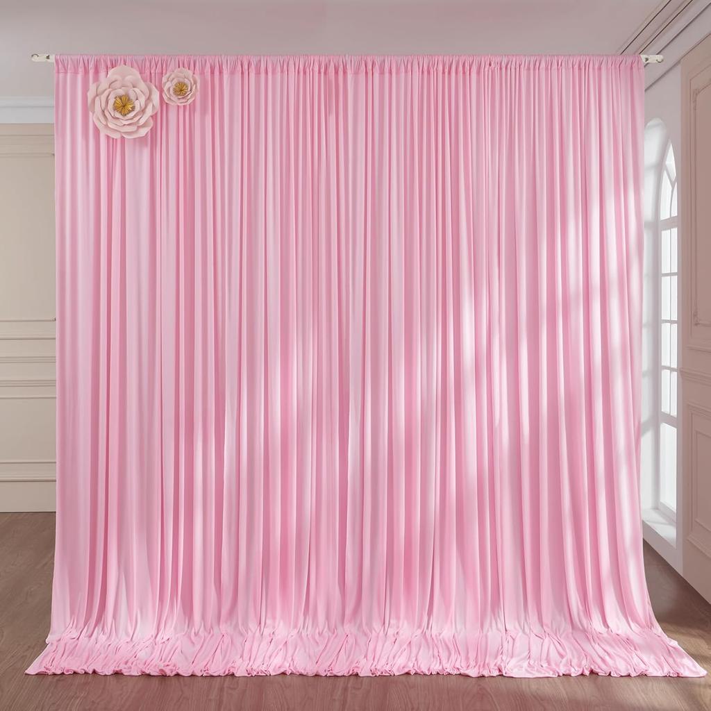 5x8/10 fot rynkefri hvit sateng bakgrunnsgardiner for bryllup, bursdagsfest, fotografering, bakgrunn, babyshowerdekorasjoner