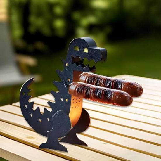 Dinosaur Funny Hot Dog Holders for Grill BBQ Stand Metal BBQ Skewer Rack for Outdoor Picnics Family Gatherings