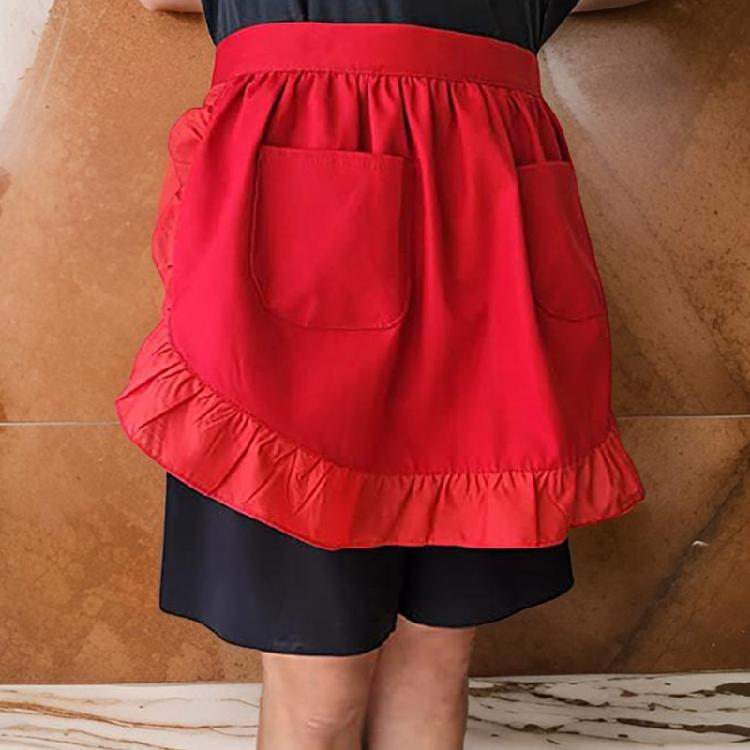 Dziewczęcy Cosplay Półfartuch Półfartuch z 2 kieszeniami, Falbaniasty Fartuch Maid Halloween Boże Narodzenie Fartuch Cosplay