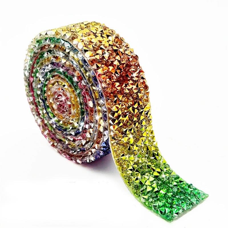 1 Yard Garment Accessories Multicolor Sewing Ribbon DIY Hot Fix Strass 1.5cm Rhinestones Appliques Tape Trim