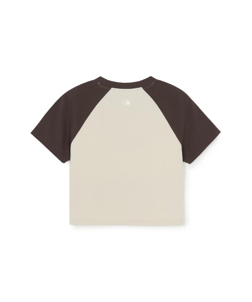 Emelbi Women'S Vintage Colorblock Crop T-Shirt Bos (L.Sand)