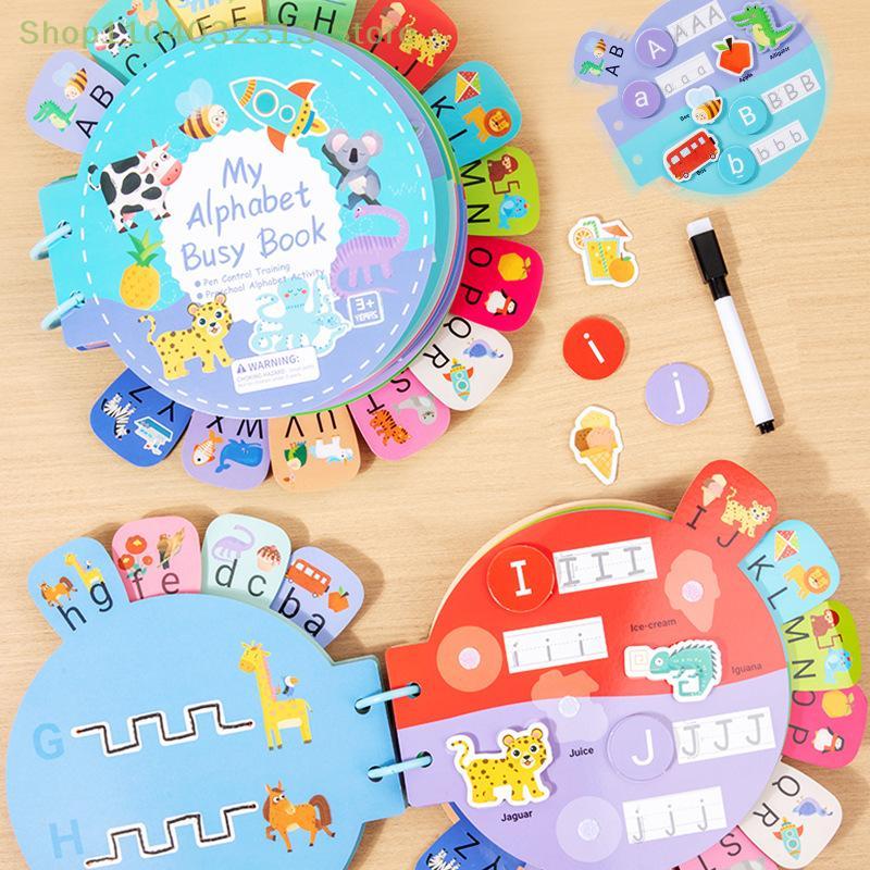 Interactive Activity Book Quiet Book Alphabet Stickers for Kids Brain Development