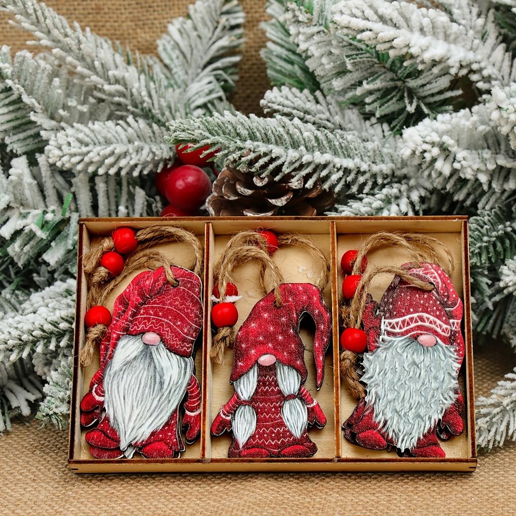 9 Bucăți Stil Vintage Lemn de Mesteacăn Gnomi Decorațiuni Festive Pandantive de Crăciun pentru Casă, Perfecte pentru Cadouri cu o Notă Rustic, Crăciun, Cadouri de Anul Nou
