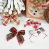 25pcs Christmas Tree Decorations Christmas Gold Dust Bows Hanging Bowknot New Year Christmas Tree Printed Bow Navidad Decor
