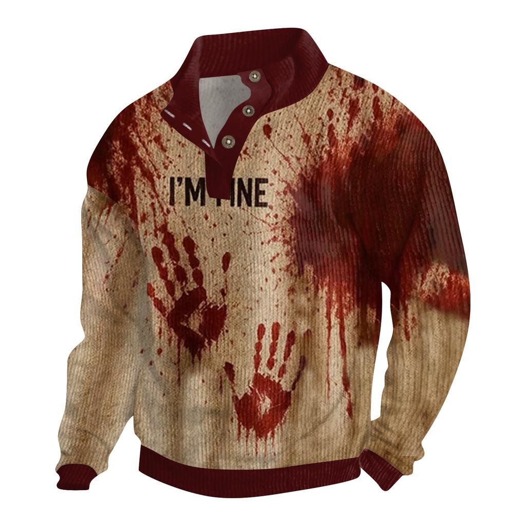 Men's Halloween Printed Corduroy Button Shirt