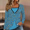 Tops for Women  Floral Print Long Sleeve Fake Two‑Piece Top Fall Casual Slim Pullover Women's Long Sleeve Top