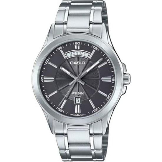 CASIO Analog Quartz Mens Wristwatch MTP-1381D-8AV Metal Band Silver Dark Gray Overseas Model