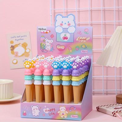 Volta às aulas 36 unidades 0,5mm caneta neutra fofa de borracha macia pata de gato sorvete caneta de estilo de alto valor para meninas caneta para presente caneta para assinatura preta