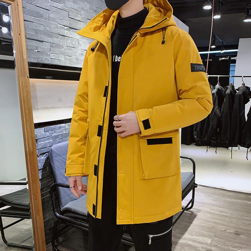 Men's down jacket medium and long winter Korean version trendy handsome youth thickened warm fashion casual jacket men's clothing