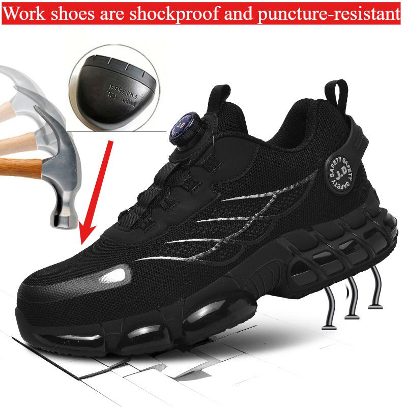 

Rotating Button Safety Shoes Men Anti-smash Anti-puncture Work Shoes Fashion Men Safety Sport Shoes Security Protective BootsMen 40 чёрный
