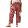 2026 Spring/Summer Women's Elastic Waist Pleated Mid-Waist Straight-Leg Loose Casual Cropped Pants