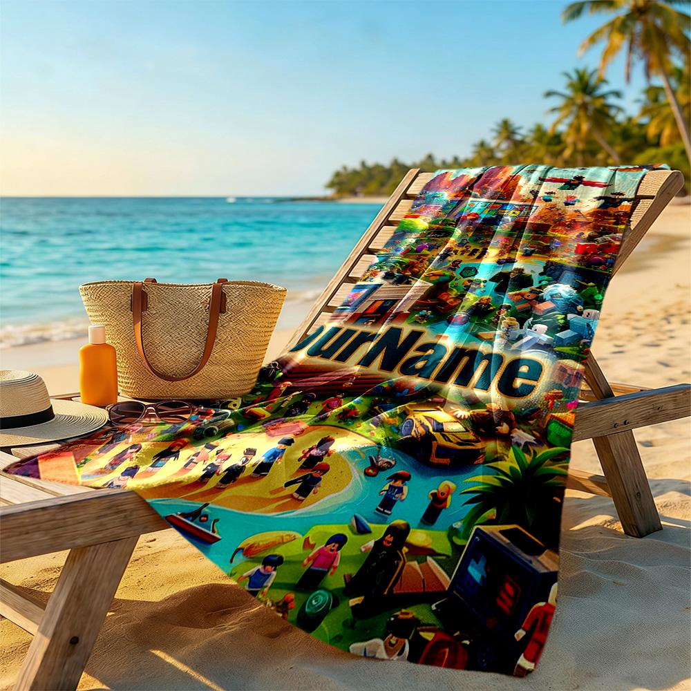 Roblox Personalized Text Beach Towel Super Soft & Absorbent Perfect for Traveling Yoga Camping and Swimming