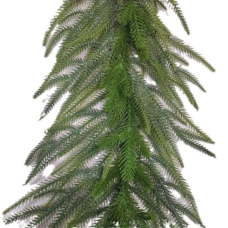 Festive Pine Needle Christmas Wreath: Green Plant Vine Decoration for Wall Hanging