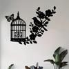 Birdcage Bird Metal Wall Art Weather Resistant Iron Sculpture Garden Yard Decor Gift