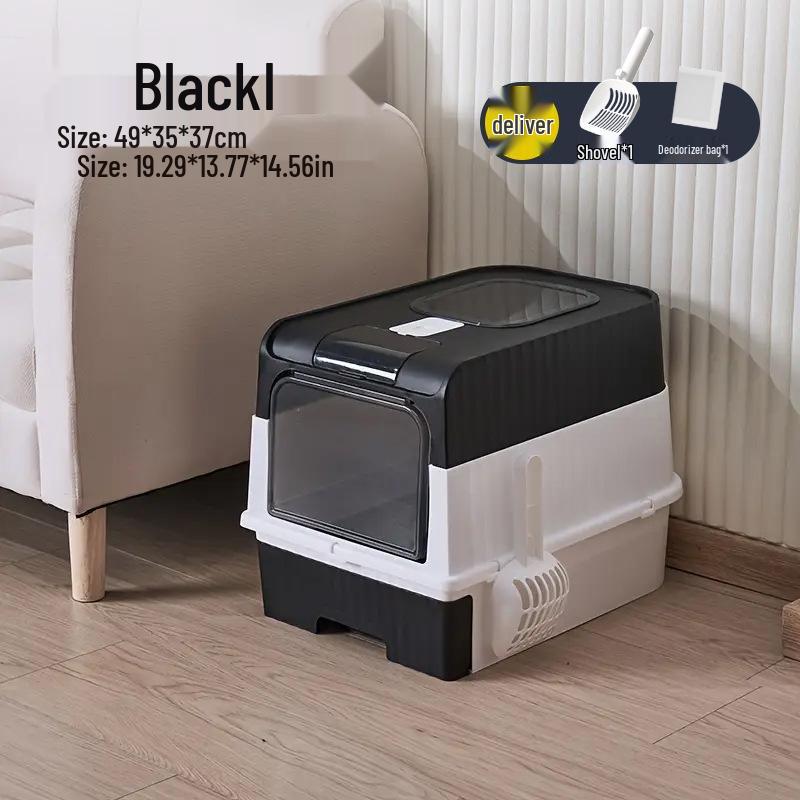 Extra-Large Fully Enclosed Cat Litter Box with Drawer and Anti-Splash Design