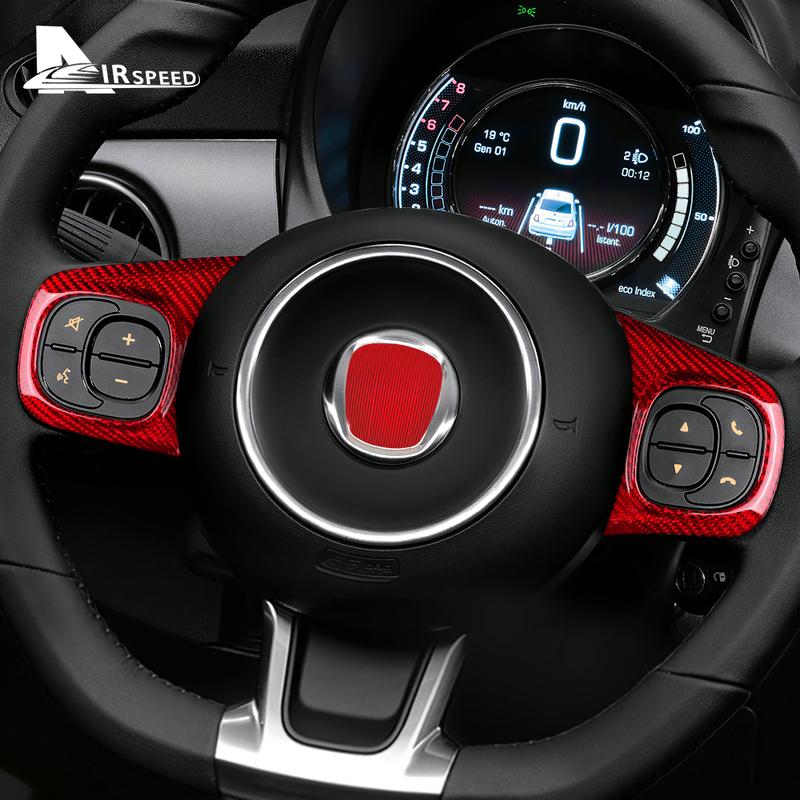 Real Hard Carbon Fiber Car Steering Wheel Button Cover For Fiat 500 Abarth 595 695 Interior Trim Accessories
