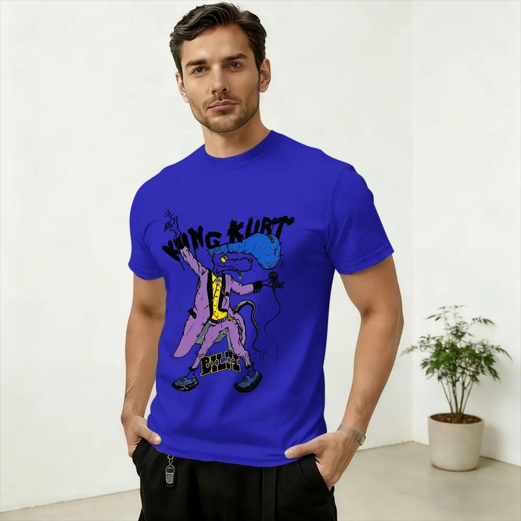 King Kurt Psychobilly T-shirt Unisex Vintage Manica Corta Girocollo 100% Cotone Abbigliamento Taglie Forti
