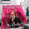1Pc Mr. Worldwide Print Flannel Blanket, High Quality Comfortable for All Seasons, Home Decor, Warmth and Comfort, Perfect for Christmas Gifts